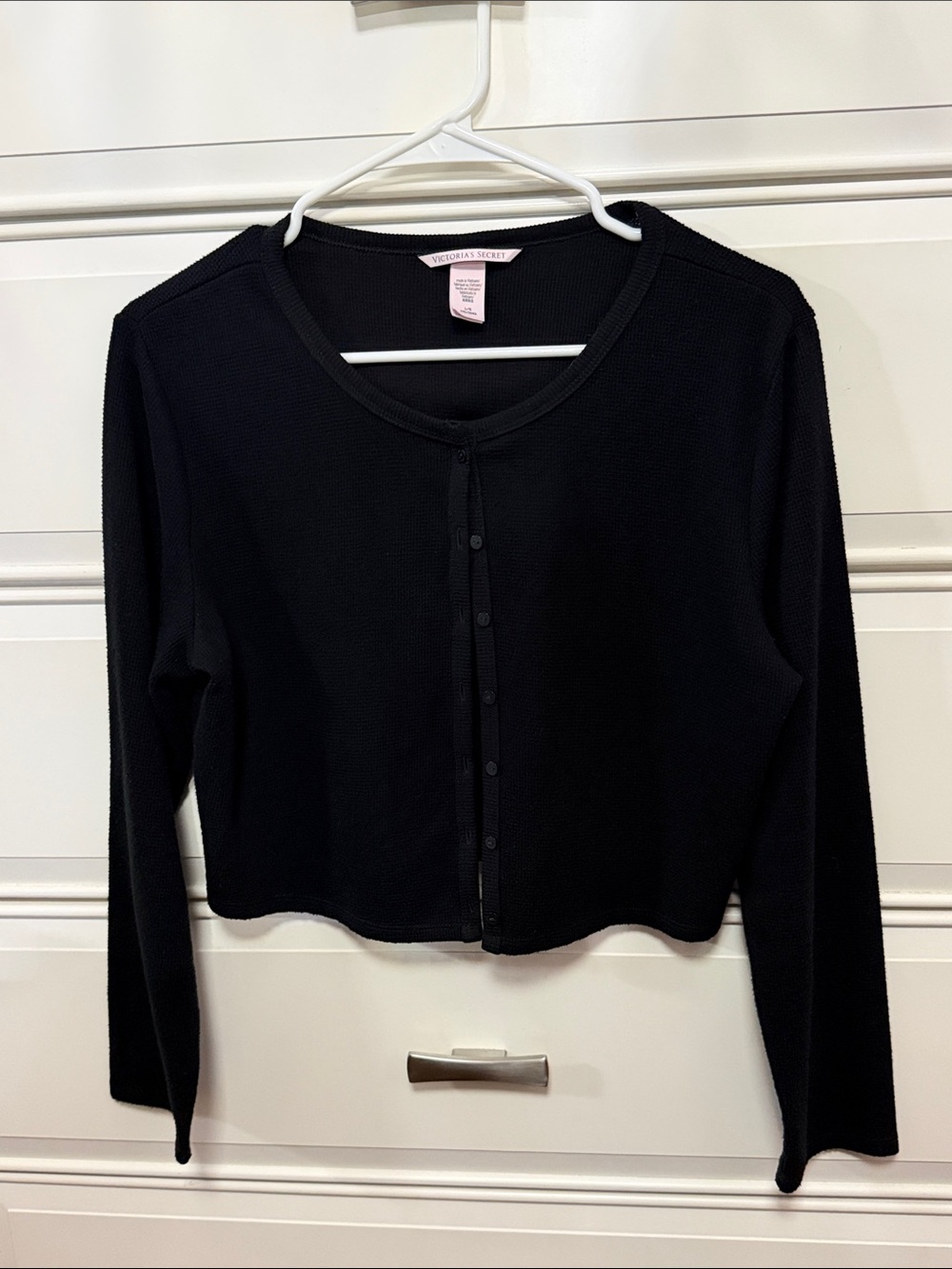 Victoria's Secret Black Cropped Button-Front Cardigan